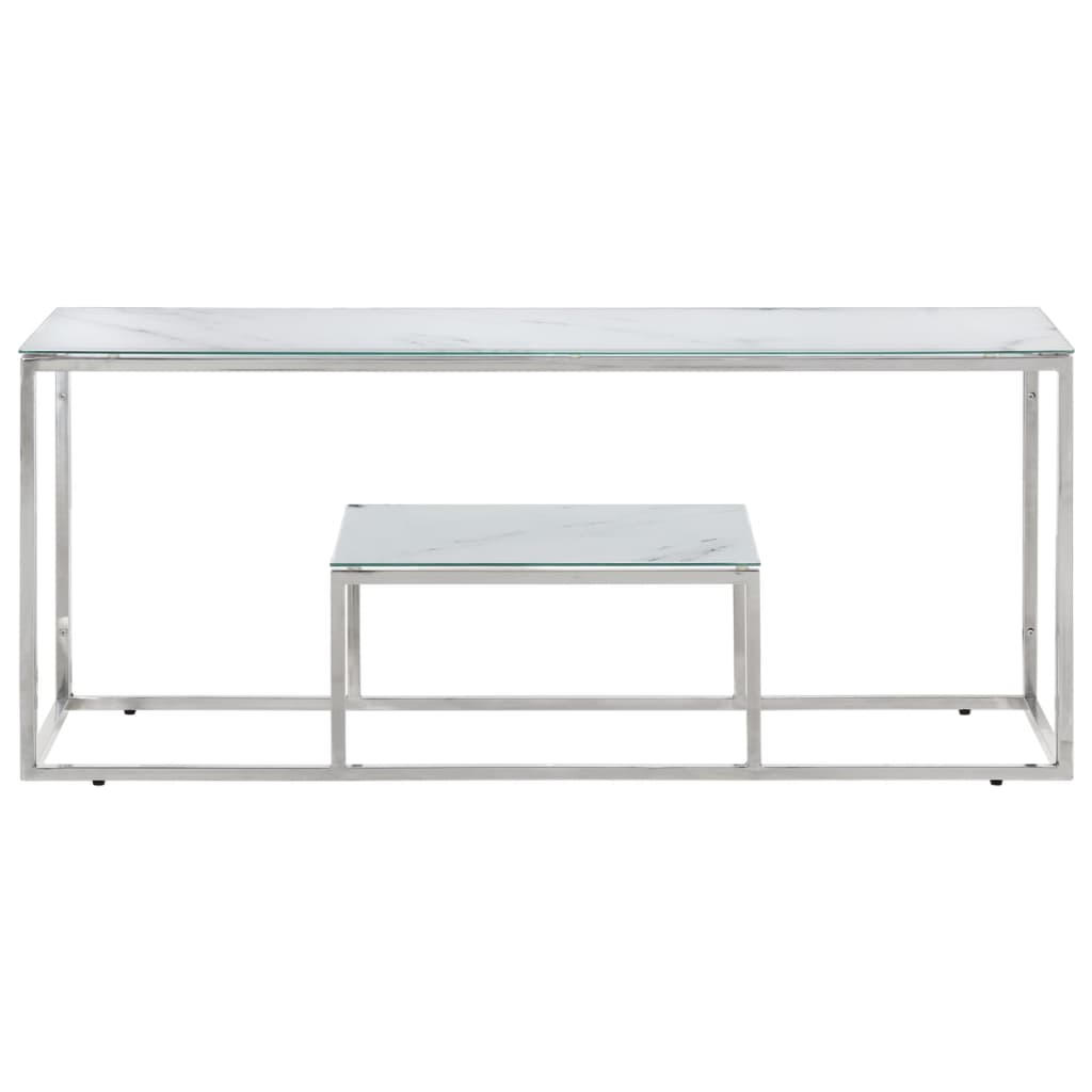 Salontafel roestvrijstaal en gehard glas zilverkleurig is nu te koop bij PeponiXL, paradijselijk wonen!