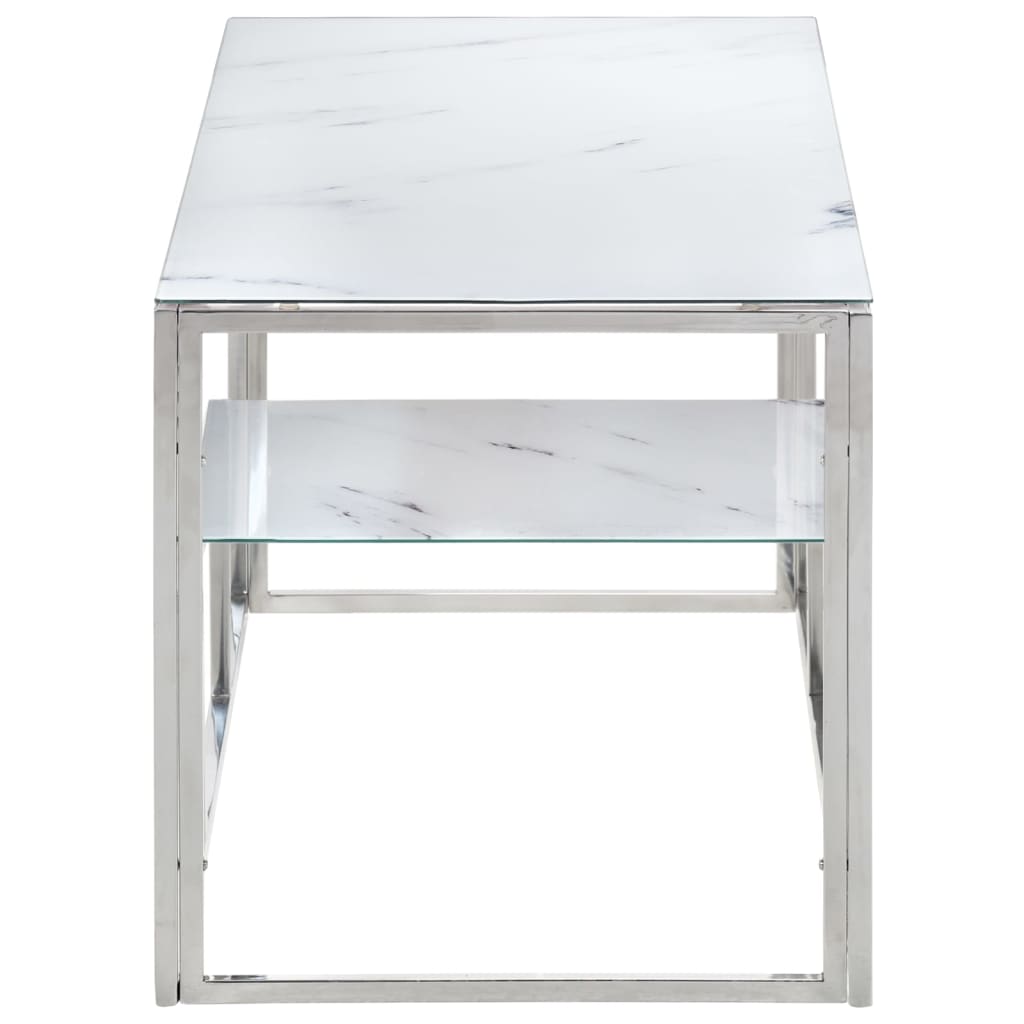Salontafel roestvrijstaal en gehard glas zilverkleurig is nu te koop bij PeponiXL, paradijselijk wonen!