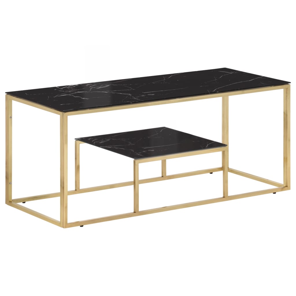 Salontafel roestvrijstaal en gehard glas goudkleurig is nu te koop bij PeponiXL, paradijselijk wonen!