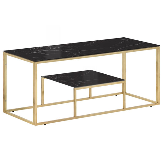 Salontafel roestvrijstaal en gehard glas goudkleurig is nu te koop bij PeponiXL, paradijselijk wonen!