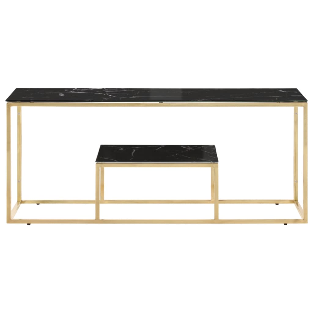 Salontafel roestvrijstaal en gehard glas goudkleurig is nu te koop bij PeponiXL, paradijselijk wonen!