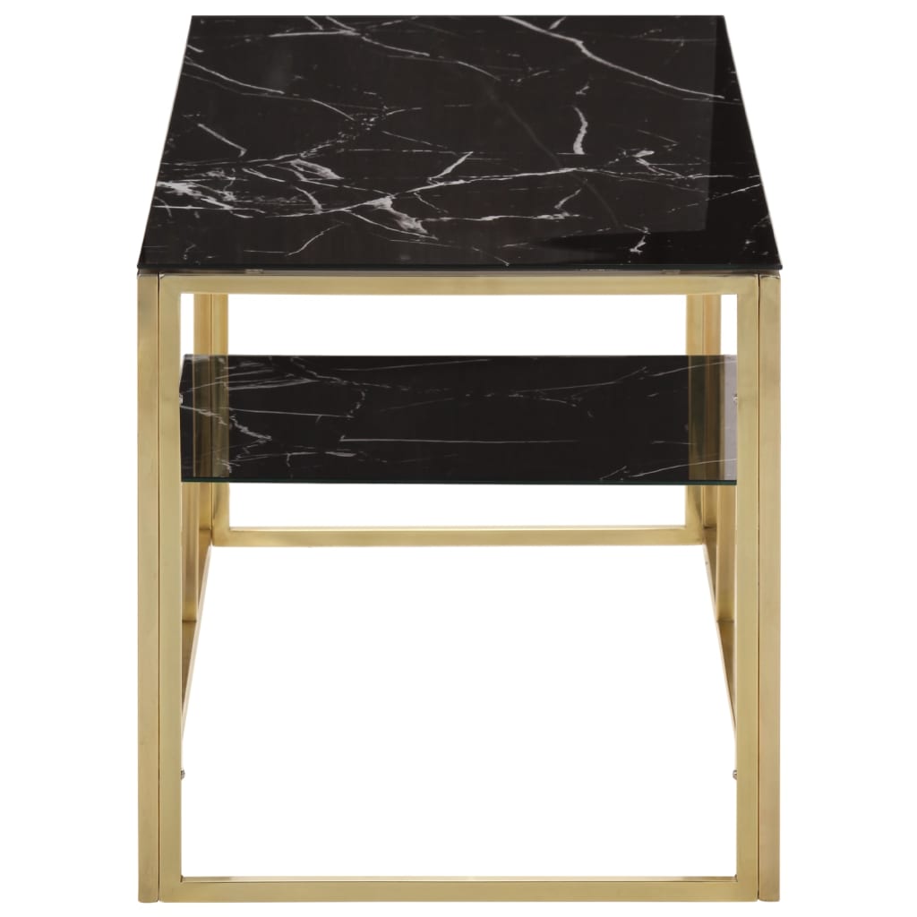 Salontafel roestvrijstaal en gehard glas goudkleurig is nu te koop bij PeponiXL, paradijselijk wonen!