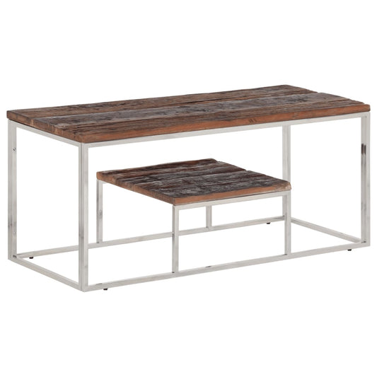 Salontafel roestvrij staal en massief bielshout zilverkleurig is nu te koop bij PeponiXL, paradijselijk wonen!