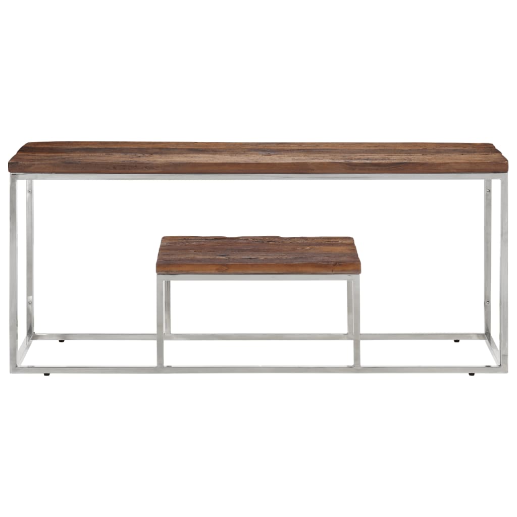 Salontafel roestvrij staal en massief bielshout zilverkleurig is nu te koop bij PeponiXL, paradijselijk wonen!