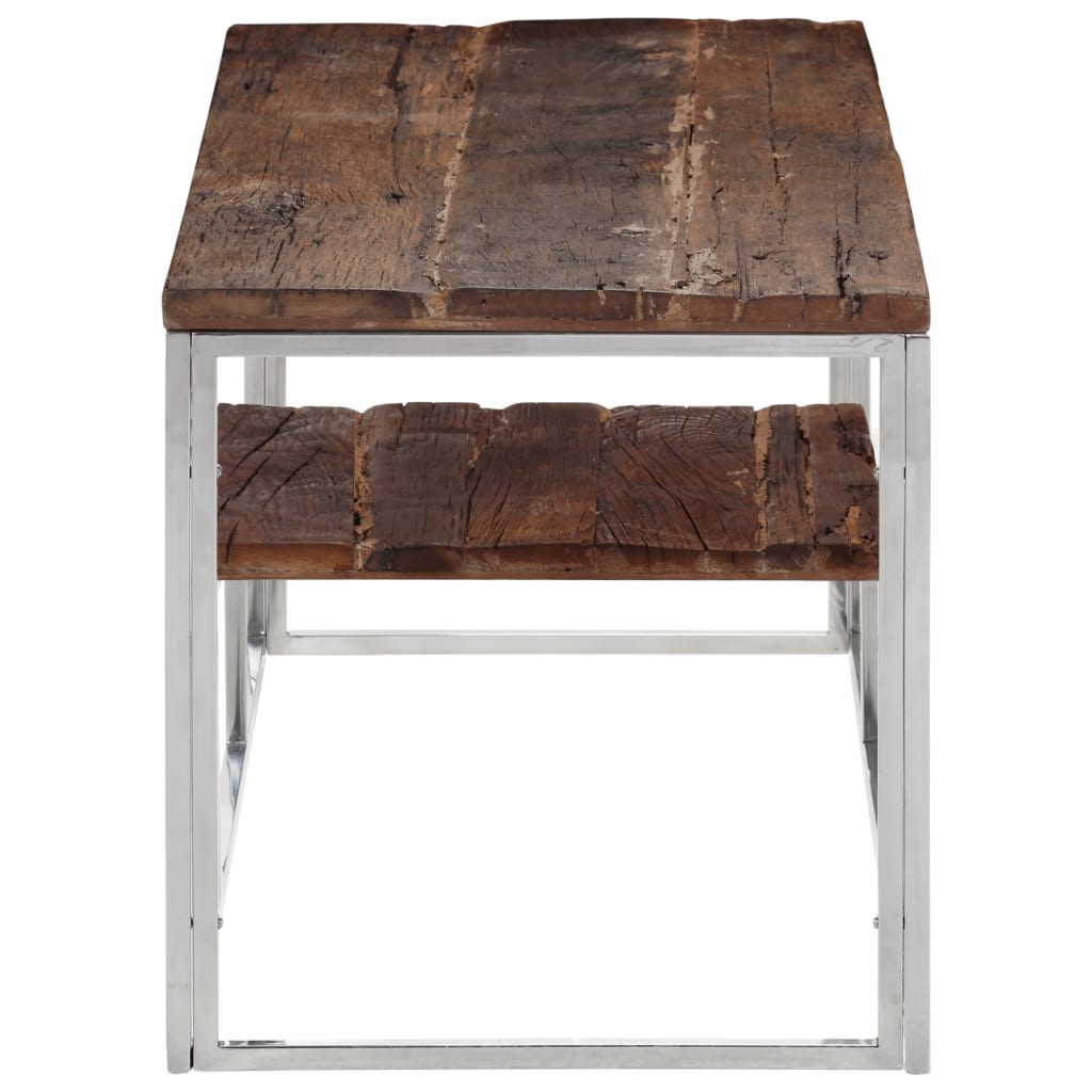 Salontafel roestvrij staal en massief bielshout zilverkleurig is nu te koop bij PeponiXL, paradijselijk wonen!