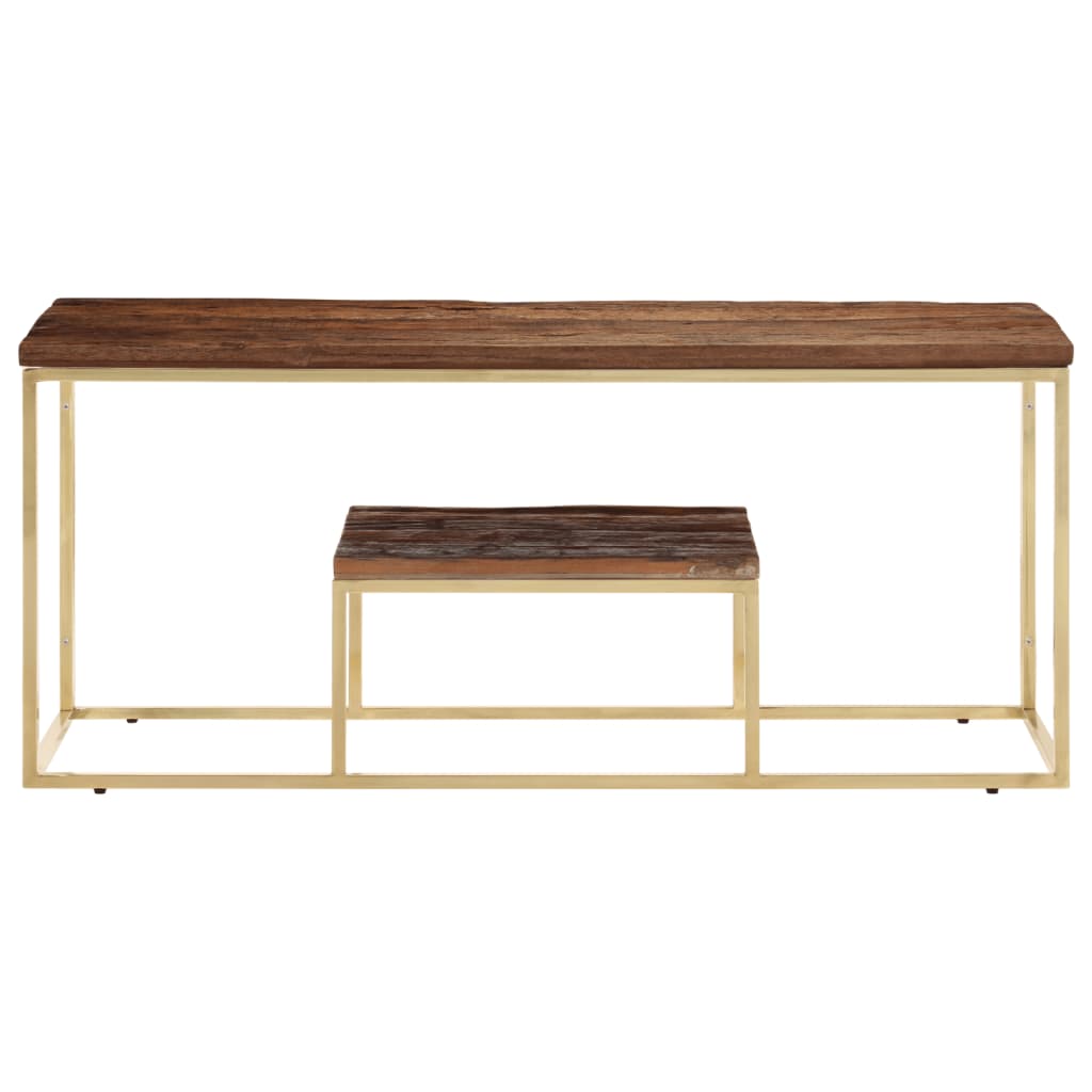 Salontafel roestvrij staal en massief hout goudkleurig is nu te koop bij PeponiXL, paradijselijk wonen!