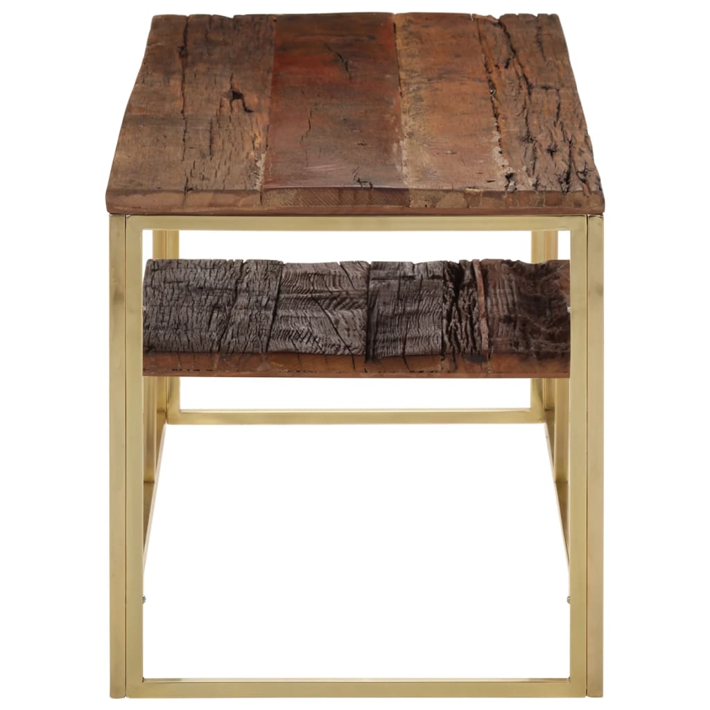 Salontafel roestvrij staal en massief hout goudkleurig is nu te koop bij PeponiXL, paradijselijk wonen!