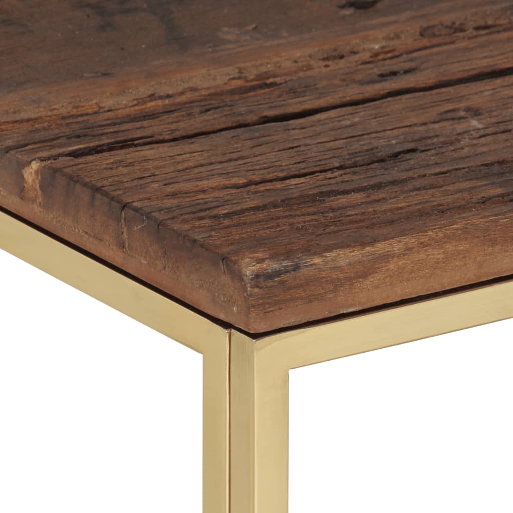 Salontafel roestvrij staal en massief hout goudkleurig is nu te koop bij PeponiXL, paradijselijk wonen!