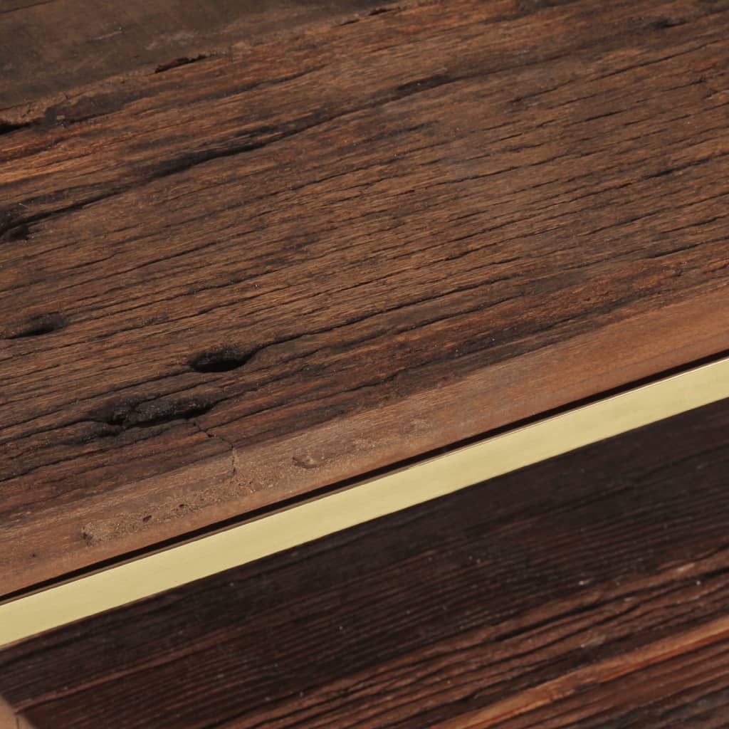 Salontafel roestvrij staal en massief hout goudkleurig is nu te koop bij PeponiXL, paradijselijk wonen!