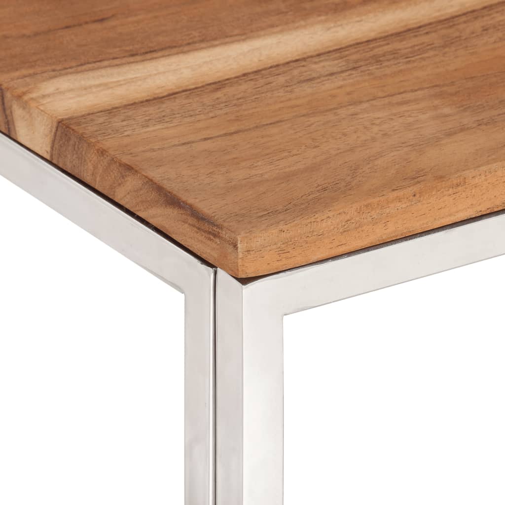 Salontafel roestvrij staal en massief acaciahout zilverkleurig is nu te koop bij PeponiXL, paradijselijk wonen!