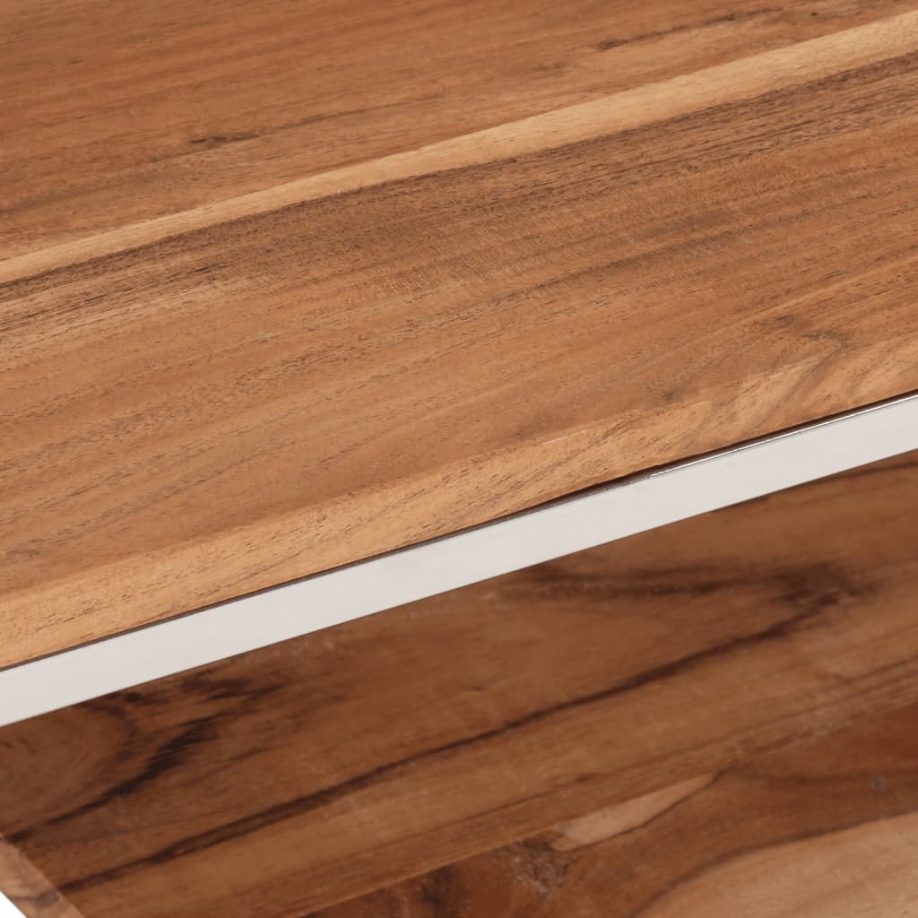 Salontafel roestvrij staal en massief acaciahout zilverkleurig is nu te koop bij PeponiXL, paradijselijk wonen!
