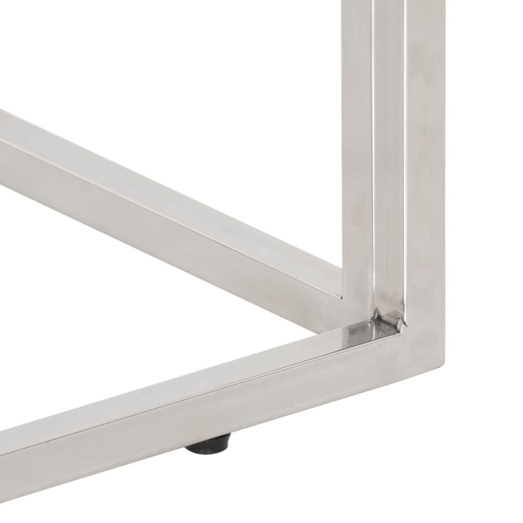 Salontafel roestvrij staal en massief acaciahout zilverkleurig is nu te koop bij PeponiXL, paradijselijk wonen!