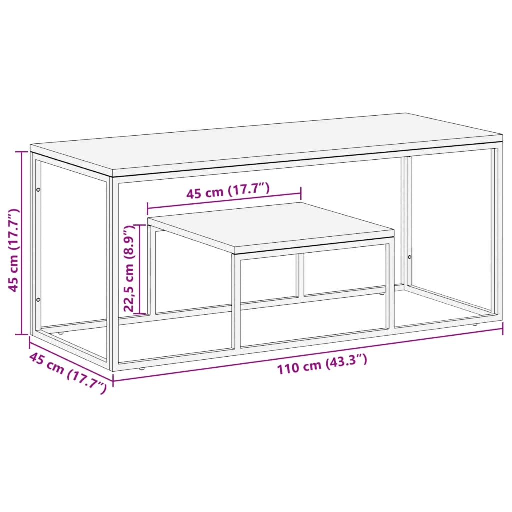 Salontafel roestvrij staal en massief acaciahout zilverkleurig is nu te koop bij PeponiXL, paradijselijk wonen!