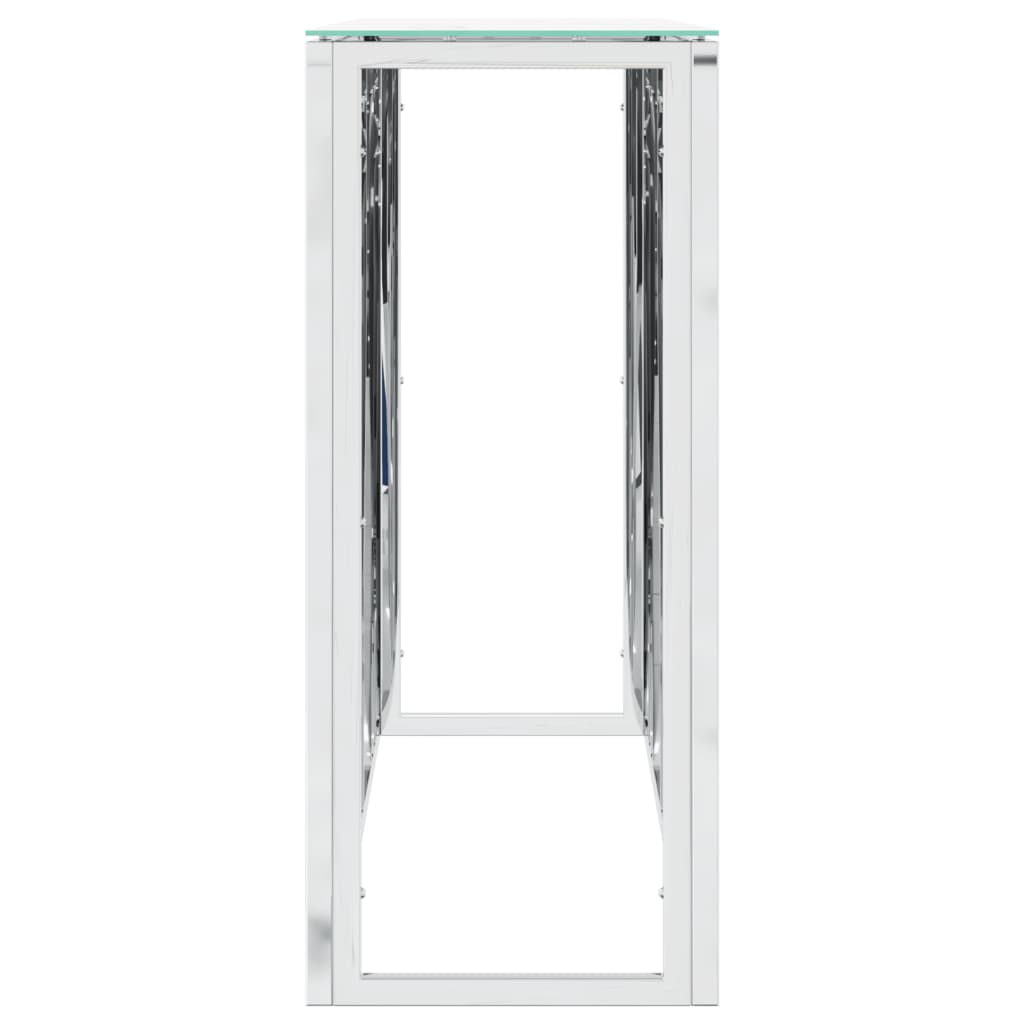 Wandtafel 110x30x70 cm roestvrij staal en glas zilverkleurig is nu te koop bij PeponiXL, paradijselijk wonen!
