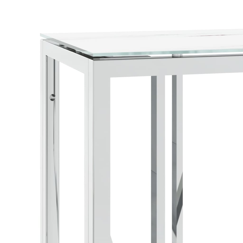 Wandtafel 110x30x70 cm roestvrij staal en glas zilverkleurig is nu te koop bij PeponiXL, paradijselijk wonen!