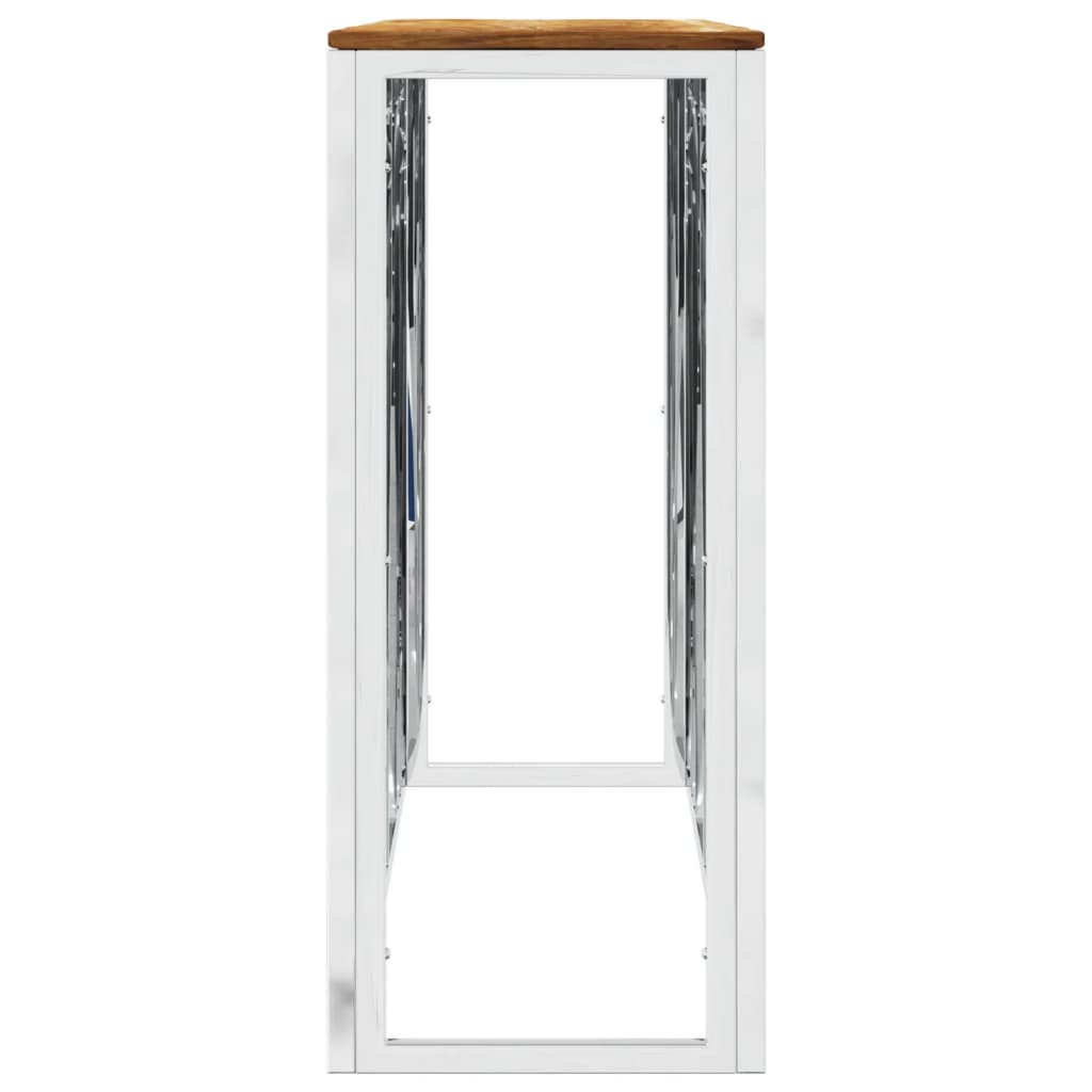 Wandtafel roestvrij staal en massief acaciahout zilverkleurig is nu te koop bij PeponiXL, paradijselijk wonen!