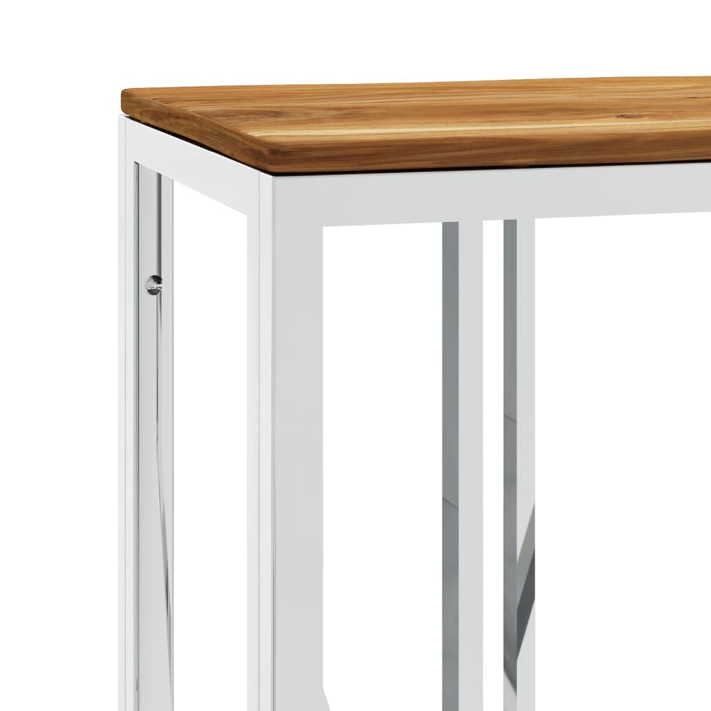 Wandtafel roestvrij staal en massief acaciahout zilverkleurig is nu te koop bij PeponiXL, paradijselijk wonen!