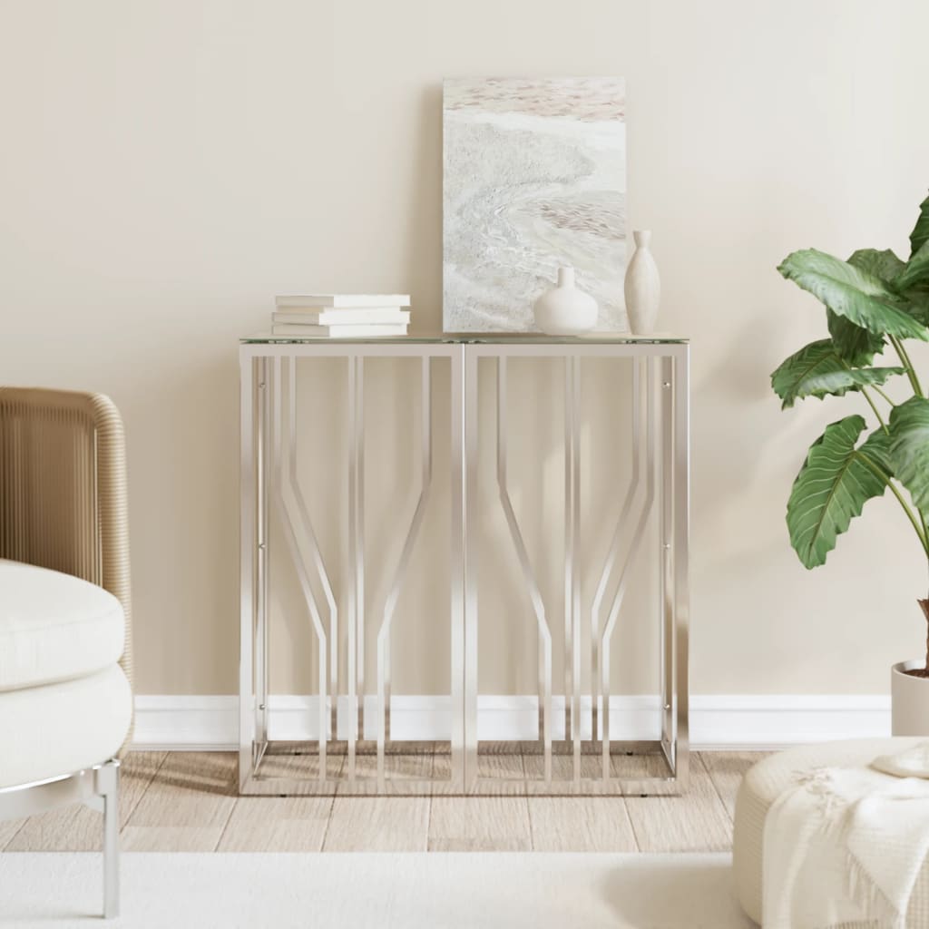 Wandtafel 70x30x70 cm roestvrij staal en glas is nu te koop bij PeponiXL, paradijselijk wonen!