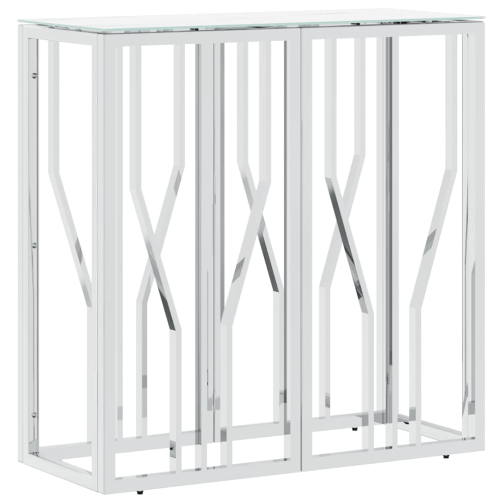 Wandtafel 70x30x70 cm roestvrij staal en glas zilverkleurig is nu te koop bij PeponiXL, paradijselijk wonen!