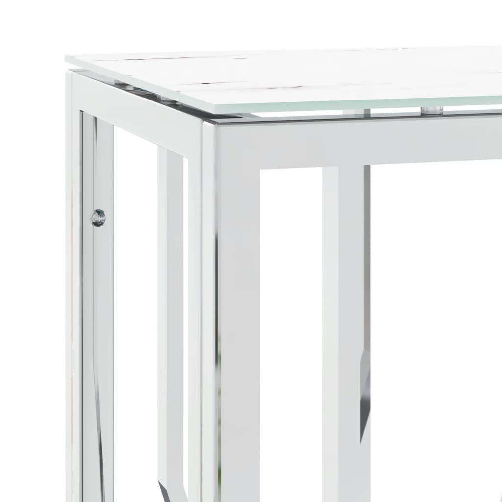 Wandtafel 70x30x70 cm roestvrij staal en glas zilverkleurig is nu te koop bij PeponiXL, paradijselijk wonen!