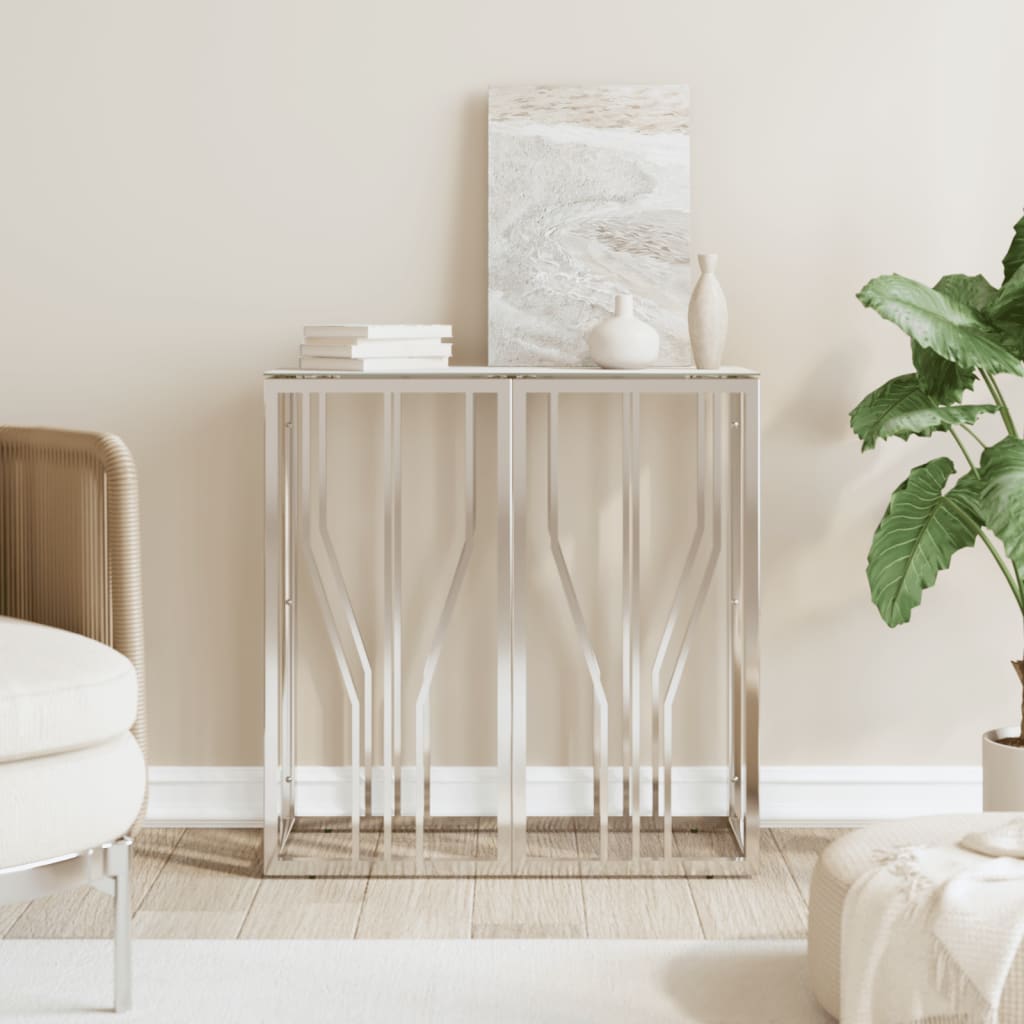 Wandtafel 70x30x70 cm roestvrij staal en glas zilverkleurig is nu te koop bij PeponiXL, paradijselijk wonen!