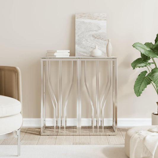 Wandtafel 70x30x70 cm roestvrij staal en glas zilverkleurig is nu te koop bij PeponiXL, paradijselijk wonen!