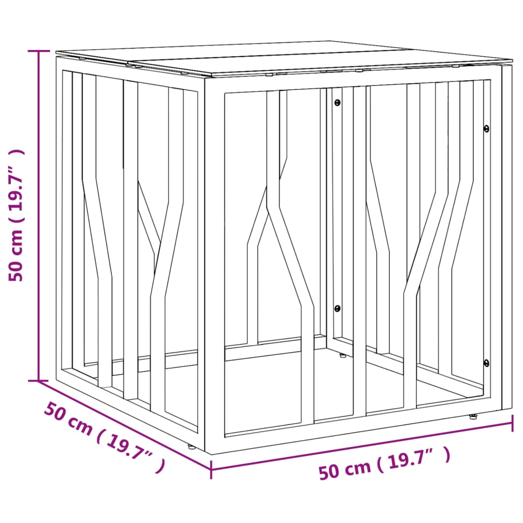 Salontafel 50x50x50 cm roestvrij staal en glas zilverkleurig is nu te koop bij PeponiXL, paradijselijk wonen!