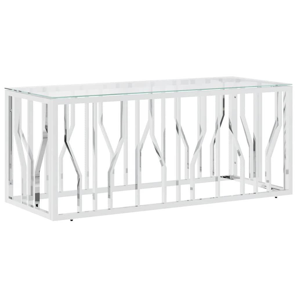 Salontafel 110x45x45 cm roestvrij staal en glas is nu te koop bij PeponiXL, paradijselijk wonen!