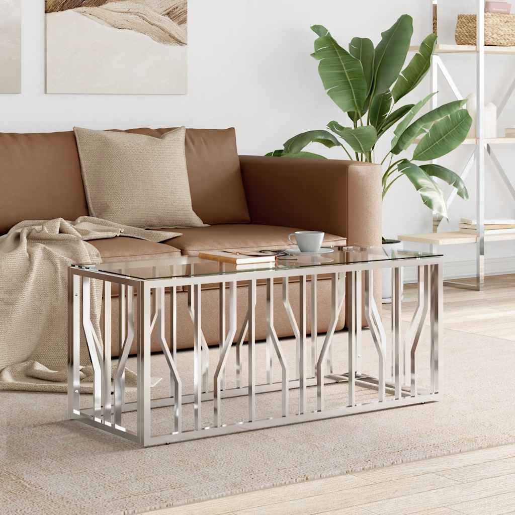 Salontafel 110x45x45 cm roestvrij staal en glas is nu te koop bij PeponiXL, paradijselijk wonen!