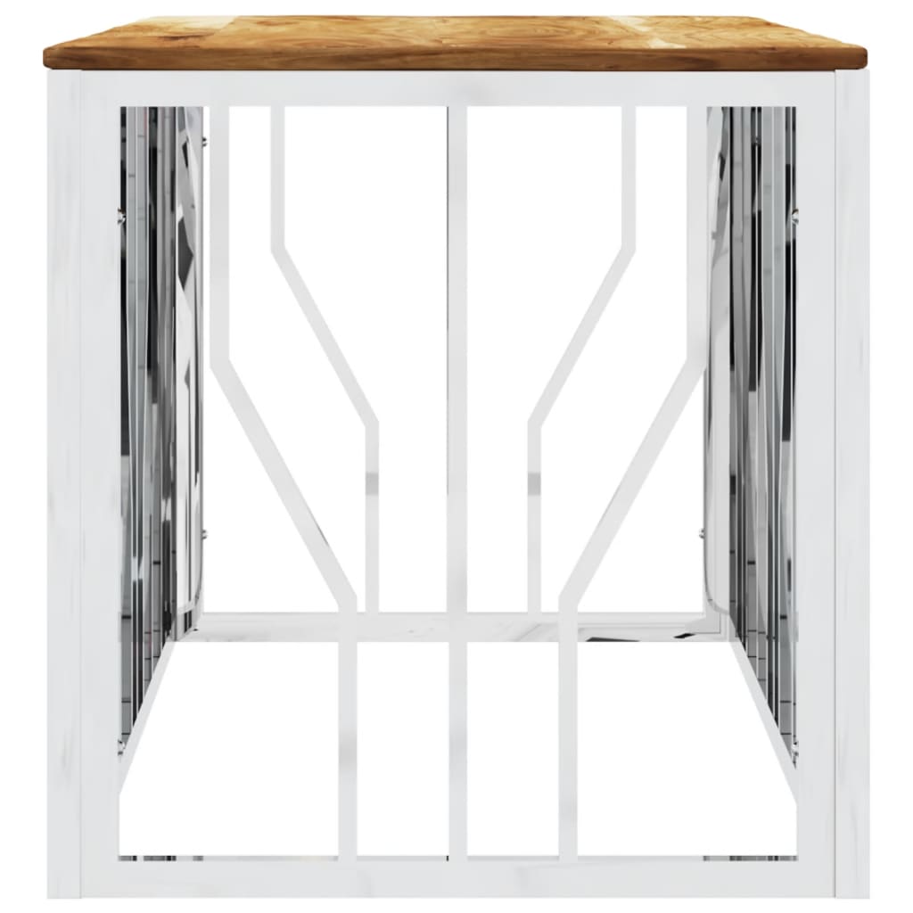 Salontafel roestvrij staal en massief acaciahout zilverkleurig is nu te koop bij PeponiXL, paradijselijk wonen!