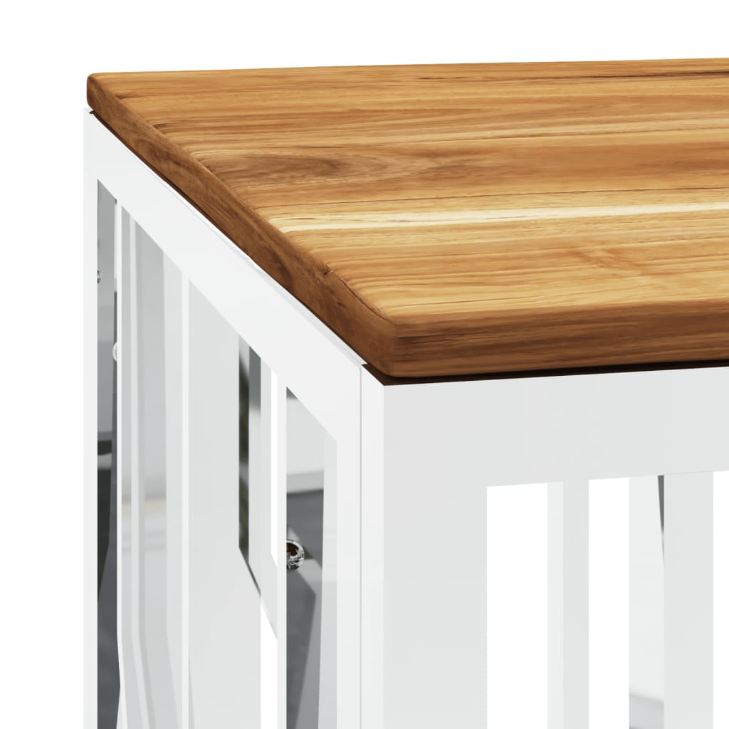 Salontafel roestvrij staal en massief acaciahout zilverkleurig is nu te koop bij PeponiXL, paradijselijk wonen!