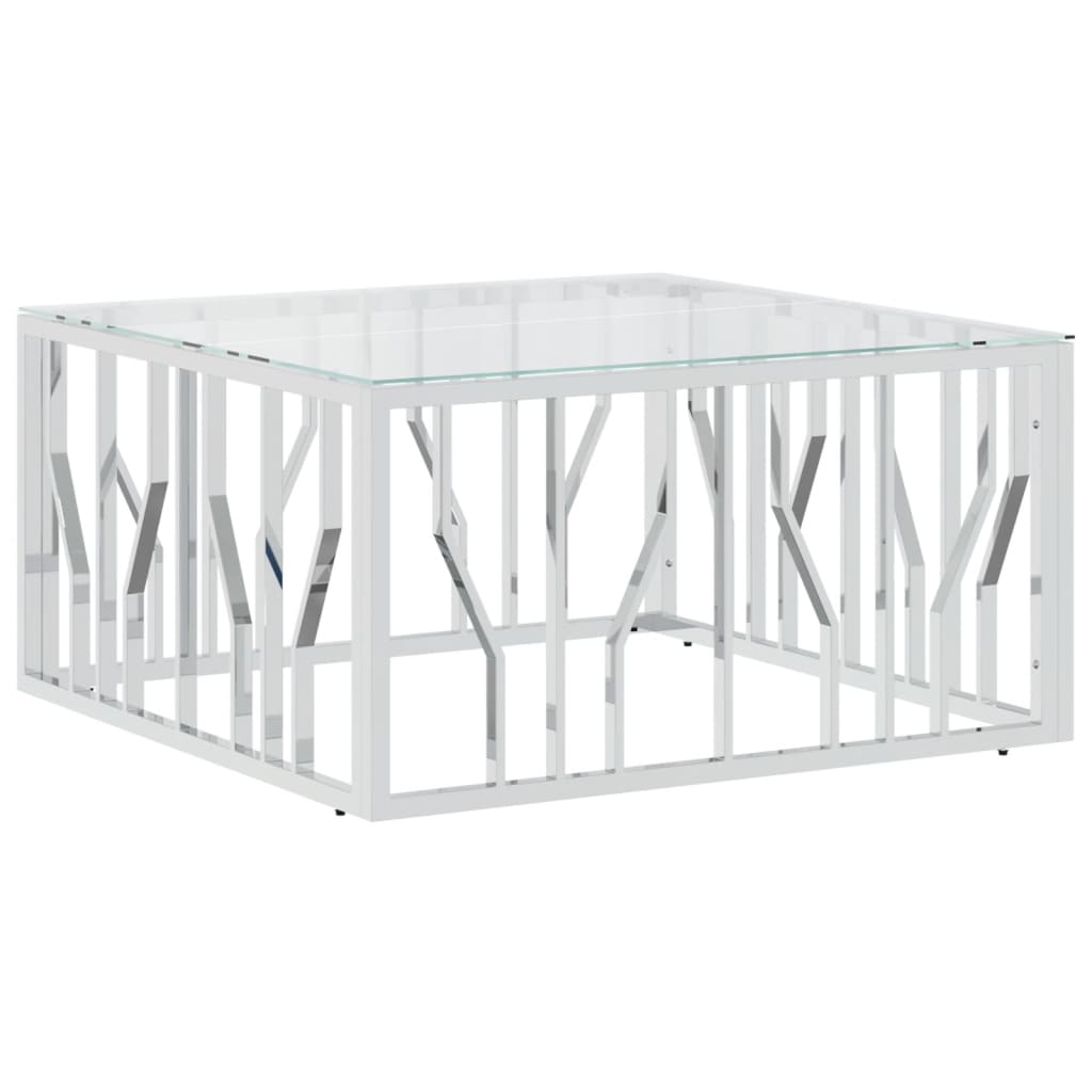 Salontafel 80x80x40 cm roestvrij staal en glas is nu te koop bij PeponiXL, paradijselijk wonen!