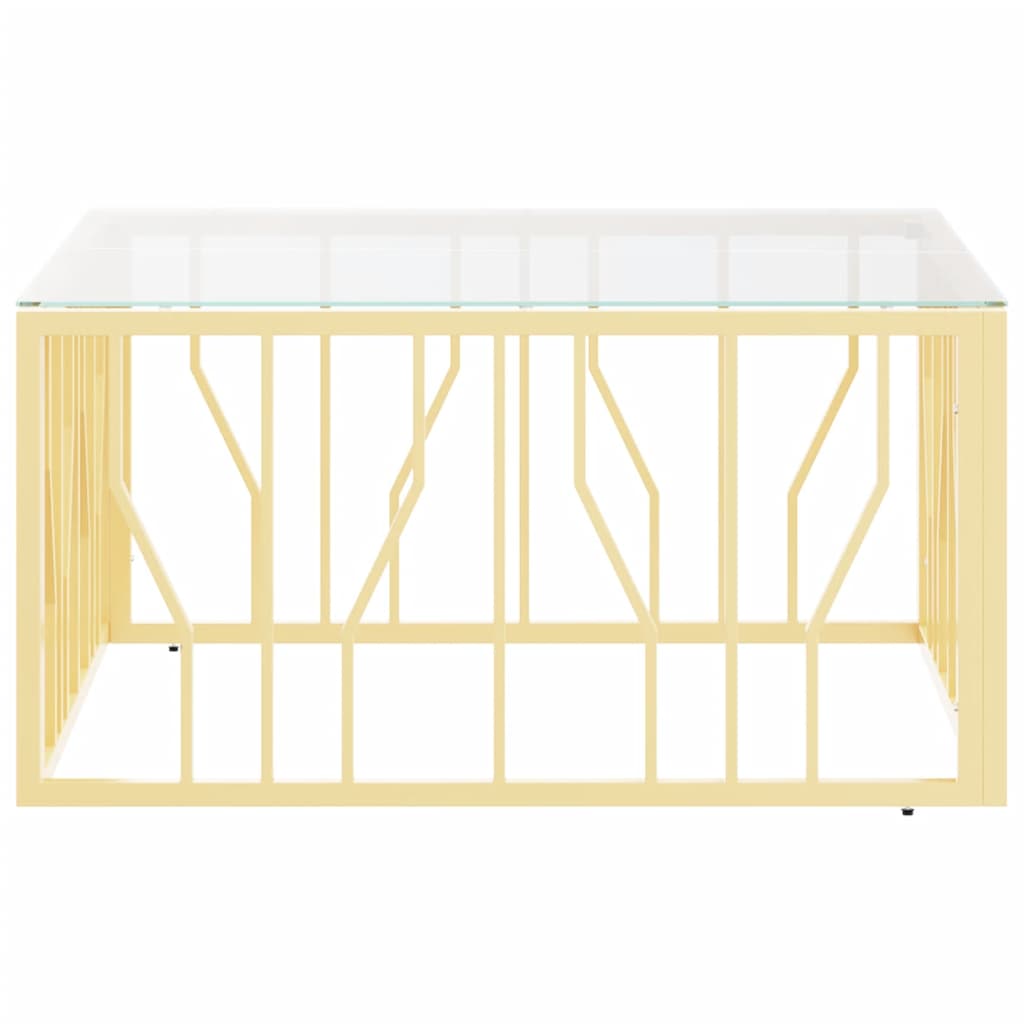 Salontafel 80x80x40 cm roestvrij staal en glas goudkleurig is nu te koop bij PeponiXL, paradijselijk wonen!