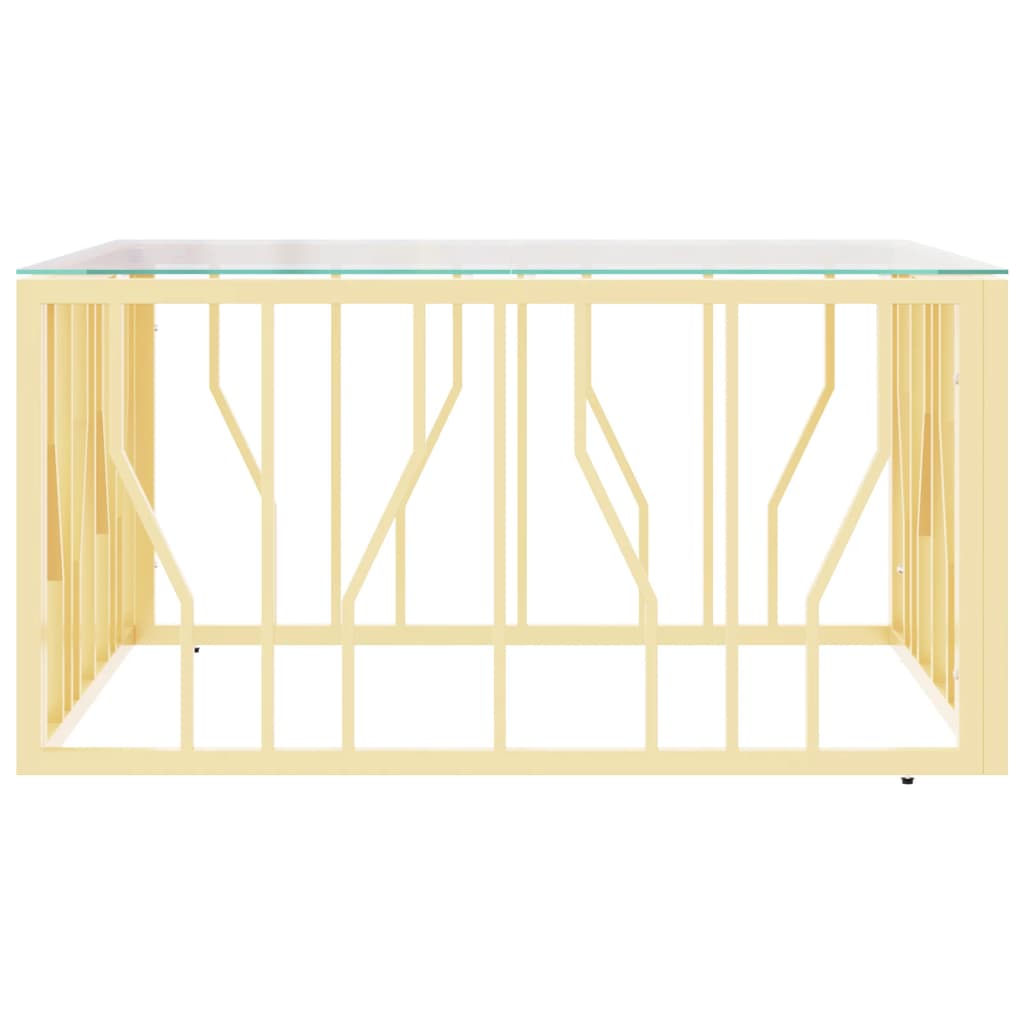 Salontafel 80x80x40 cm roestvrij staal en glas goudkleurig is nu te koop bij PeponiXL, paradijselijk wonen!