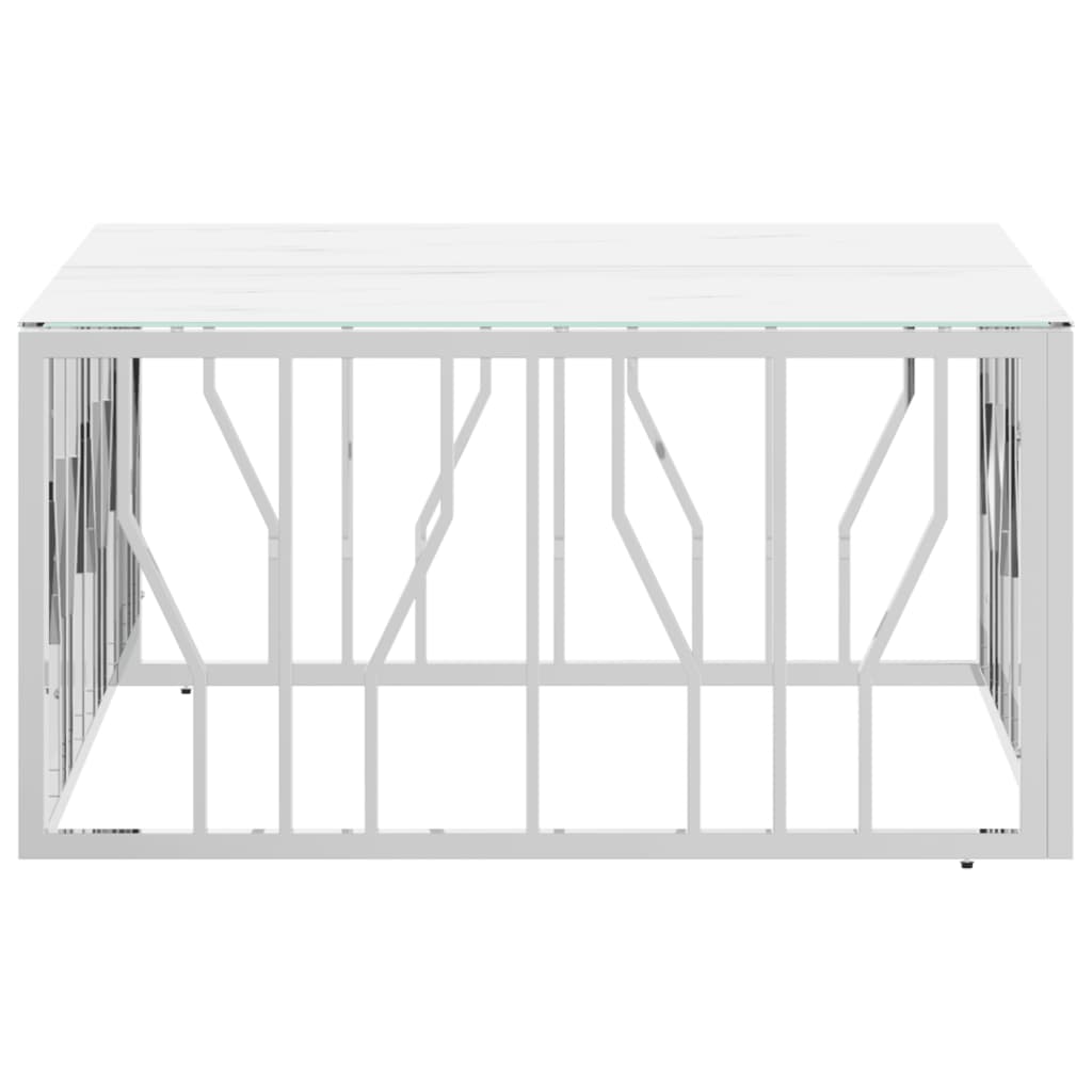 Salontafel 80x80x40 cm roestvrij staal en glas zilverkleurig is nu te koop bij PeponiXL, paradijselijk wonen!