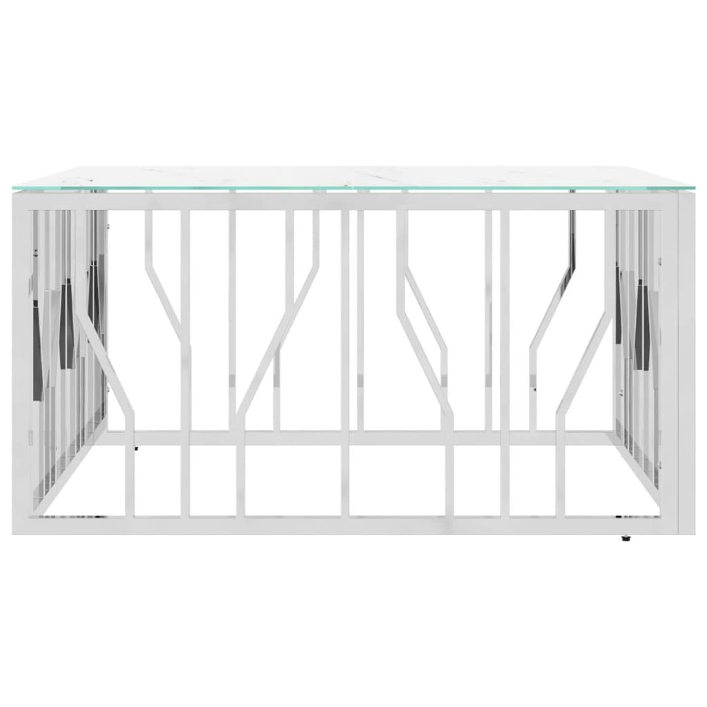 Salontafel 80x80x40 cm roestvrij staal en glas zilverkleurig is nu te koop bij PeponiXL, paradijselijk wonen!