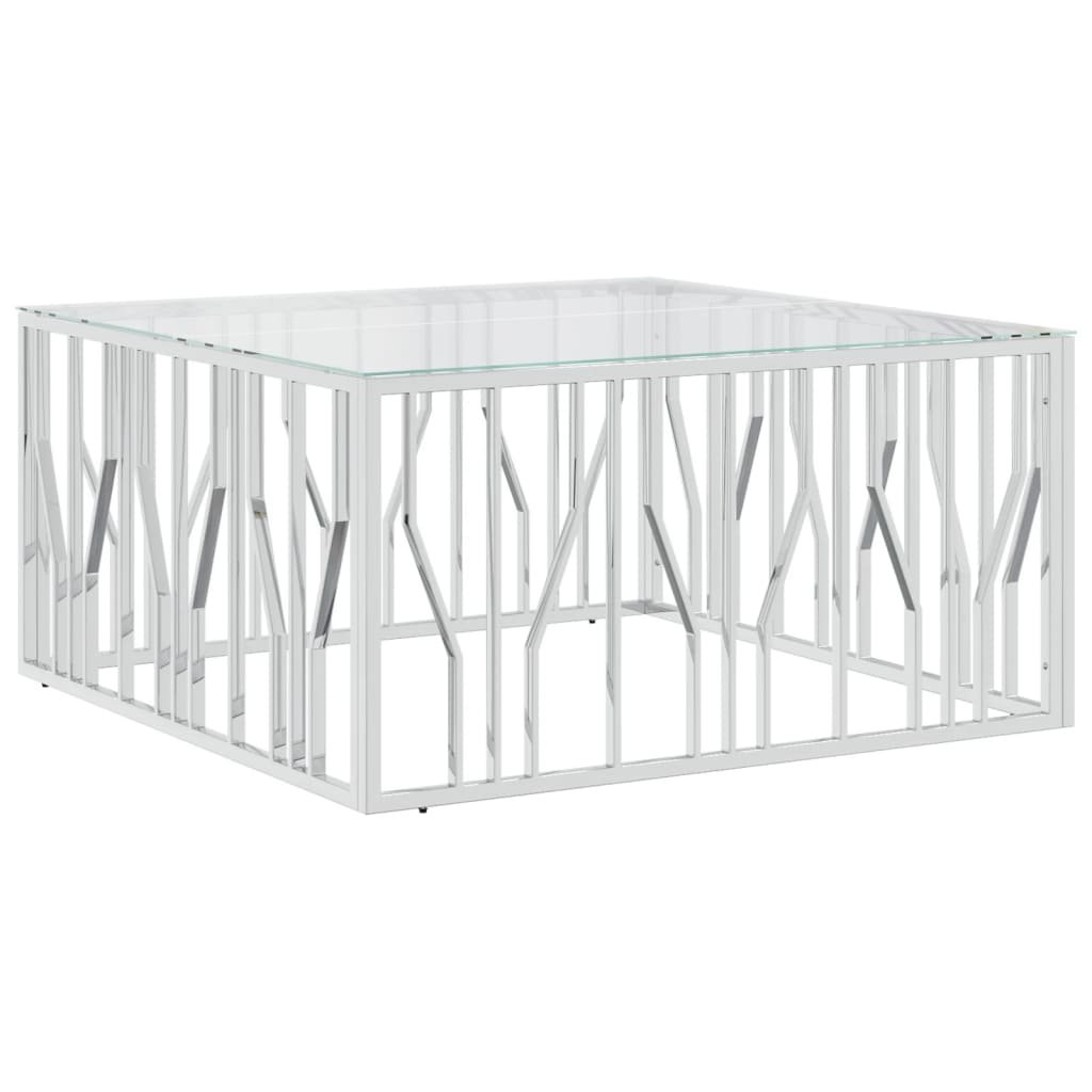 Salontafel 100x100x50 cm roestvrij staal en glas is nu te koop bij PeponiXL, paradijselijk wonen!