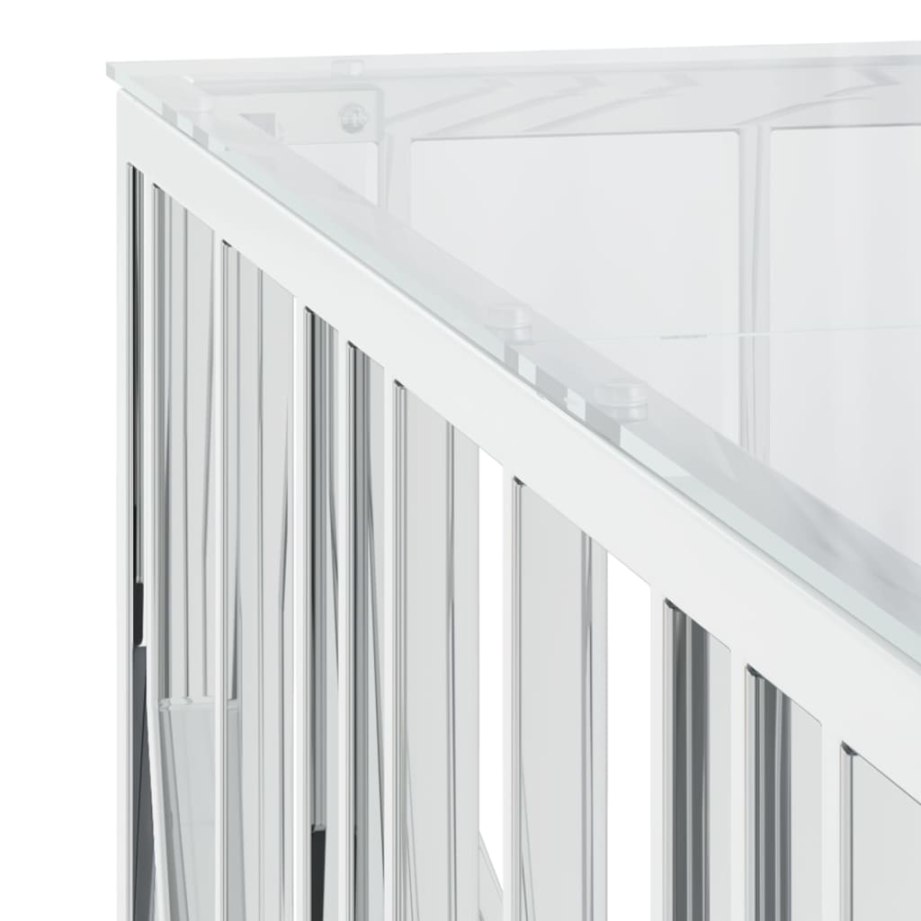Salontafel 100x100x50 cm roestvrij staal en glas is nu te koop bij PeponiXL, paradijselijk wonen!