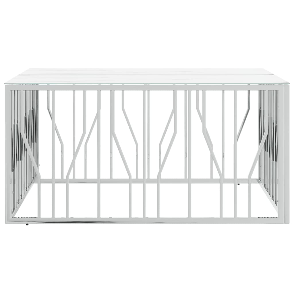 Salontafel 100x100x50 cm roestvrij staal en glas zilverkleurig is nu te koop bij PeponiXL, paradijselijk wonen!