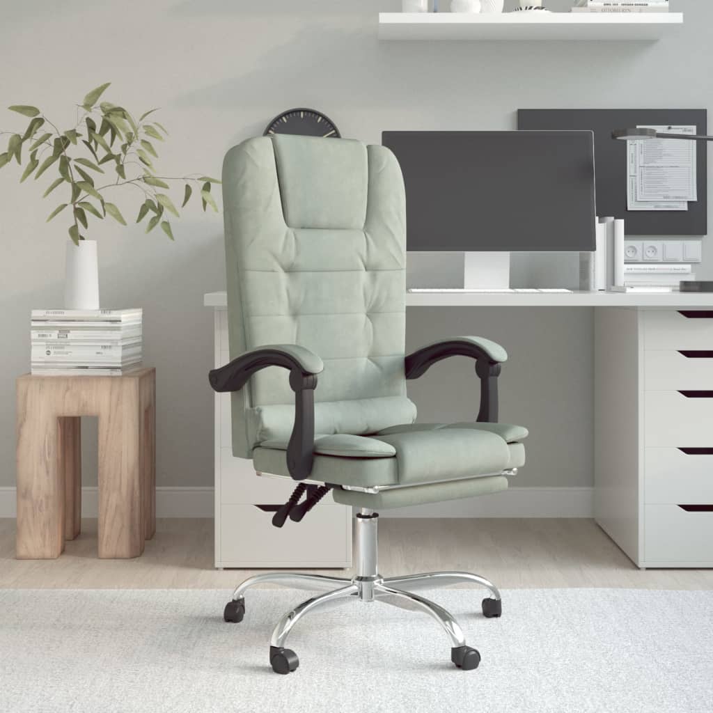 Kantoorstoel massage verstelbaar fluweel lichtgrijs is nu te koop bij PeponiXL, paradijselijk wonen!