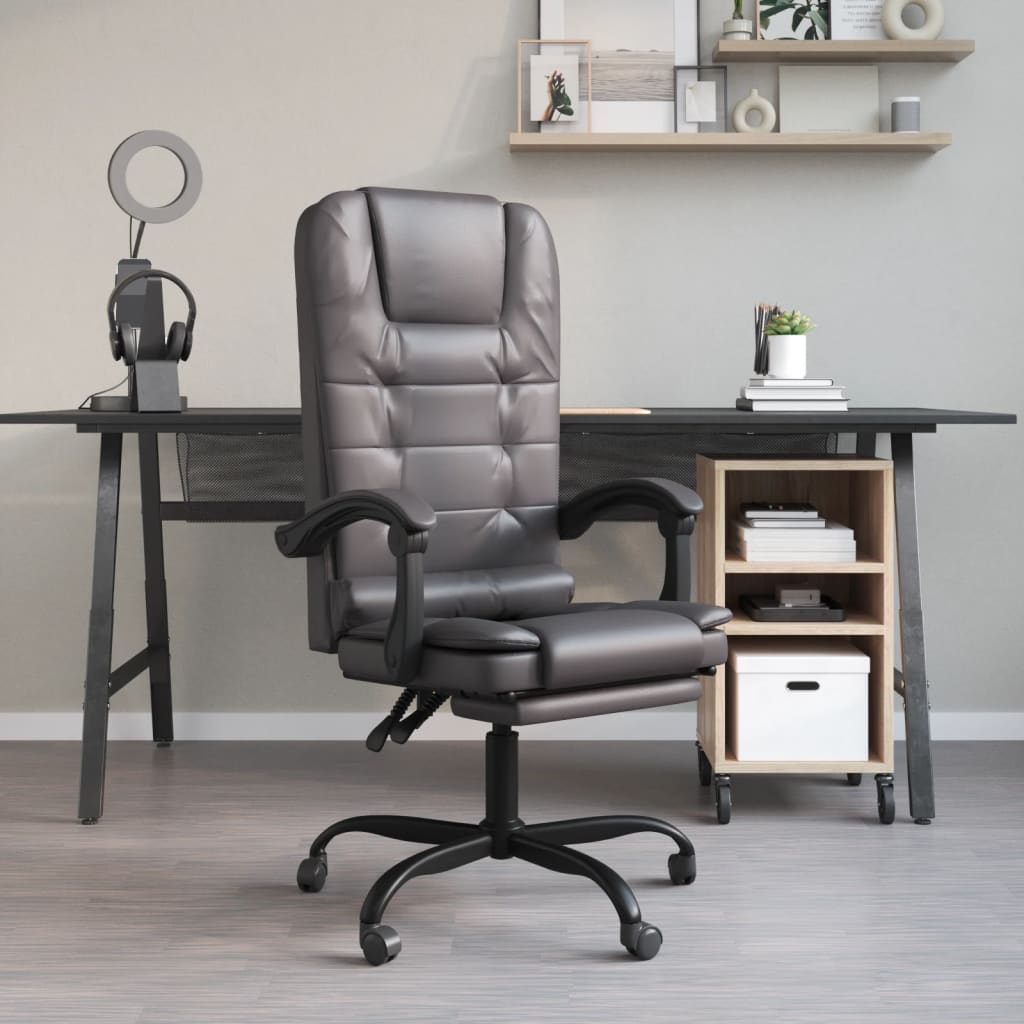 Kantoorstoel massage verstelbaar kunstleer grijs is nu te koop bij PeponiXL, paradijselijk wonen!