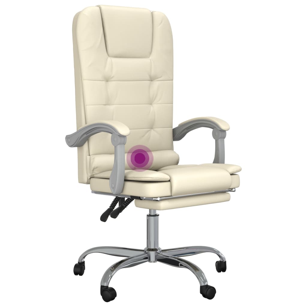 Kantoorstoel massage verstelbaar kunstleer crèmekleurig is nu te koop bij PeponiXL, paradijselijk wonen!