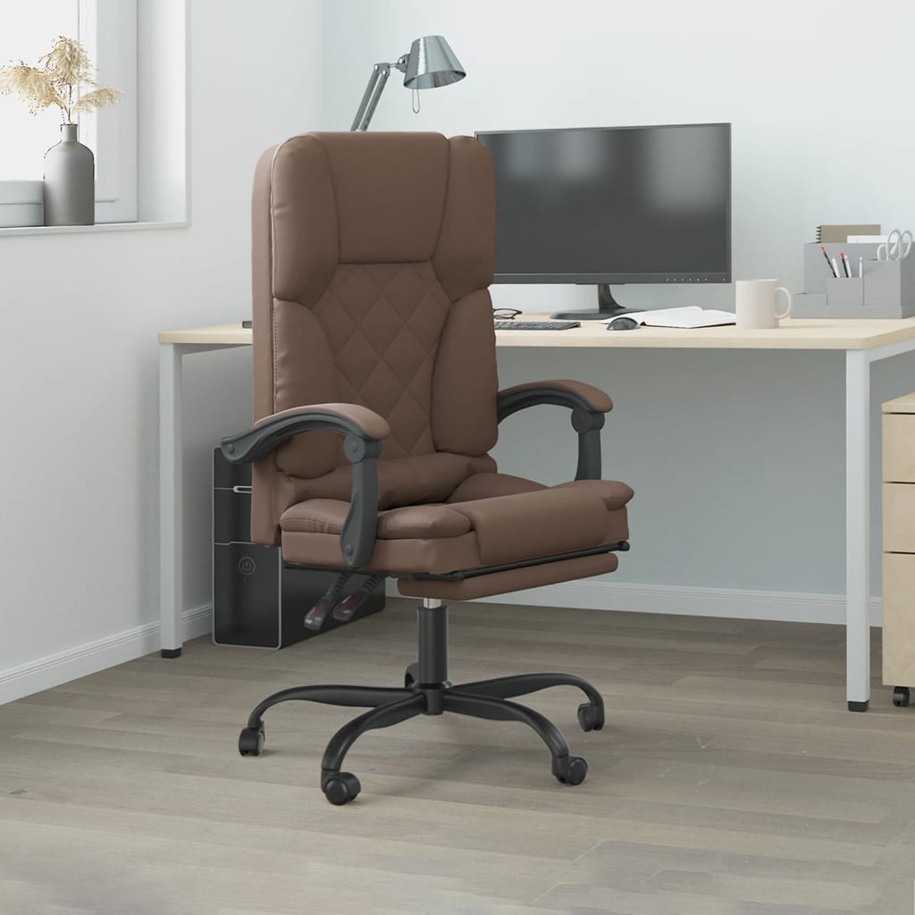 Kantoorstoel massage verstelbaar kunstleer bruin is nu te koop bij PeponiXL, paradijselijk wonen!