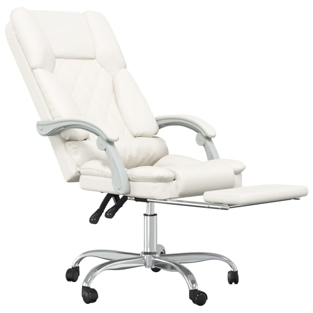 Kantoorstoel massage verstelbaar kunstleer crèmekleurig is nu te koop bij PeponiXL, paradijselijk wonen!