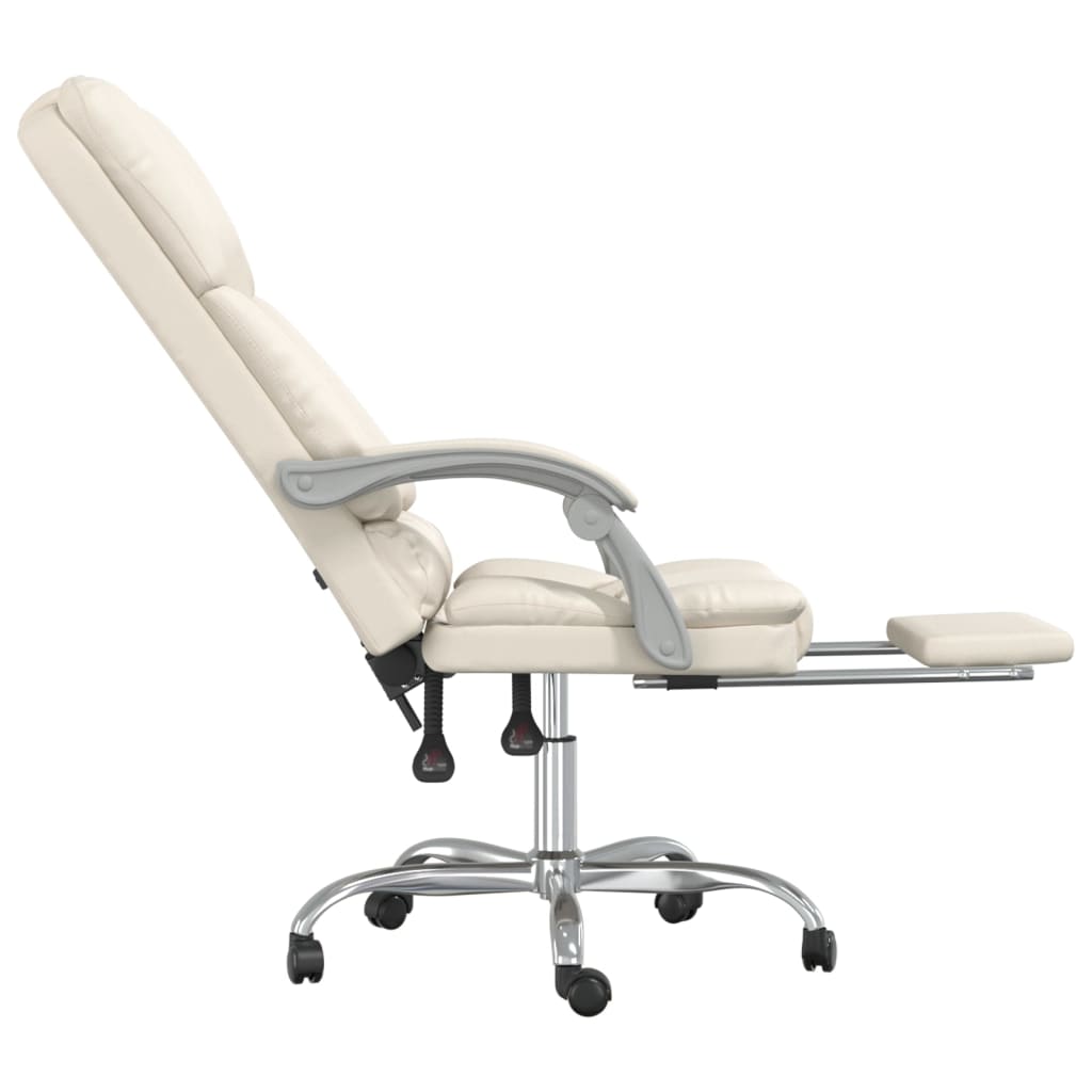 Kantoorstoel massage verstelbaar kunstleer crèmekleurig is nu te koop bij PeponiXL, paradijselijk wonen!