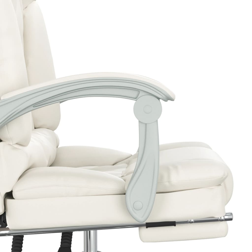 Kantoorstoel massage verstelbaar kunstleer crèmekleurig is nu te koop bij PeponiXL, paradijselijk wonen!