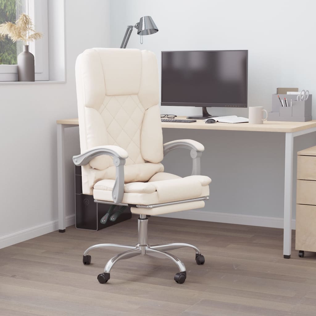 Kantoorstoel massage verstelbaar kunstleer crèmekleurig is nu te koop bij PeponiXL, paradijselijk wonen!