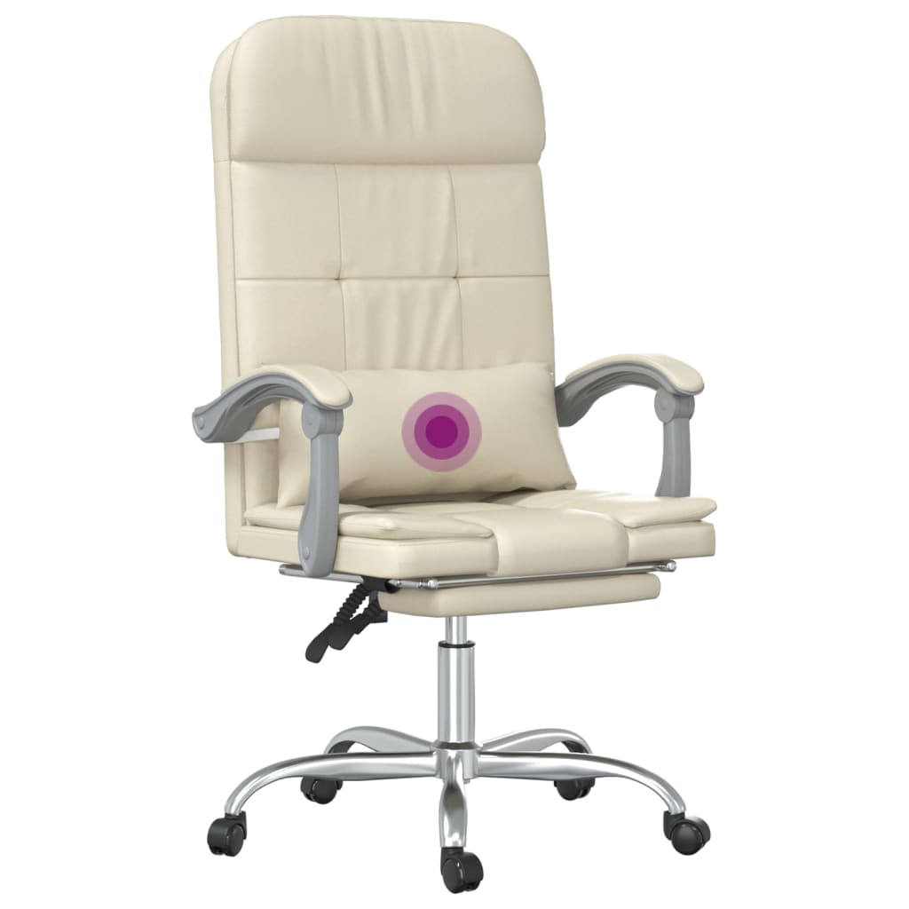 Kantoorstoel massage verstelbaar kunstleer crèmekleurig is nu te koop bij PeponiXL, paradijselijk wonen!