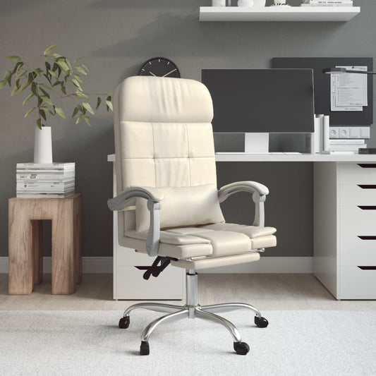 Kantoorstoel massage verstelbaar kunstleer crèmekleurig is nu te koop bij PeponiXL, paradijselijk wonen!