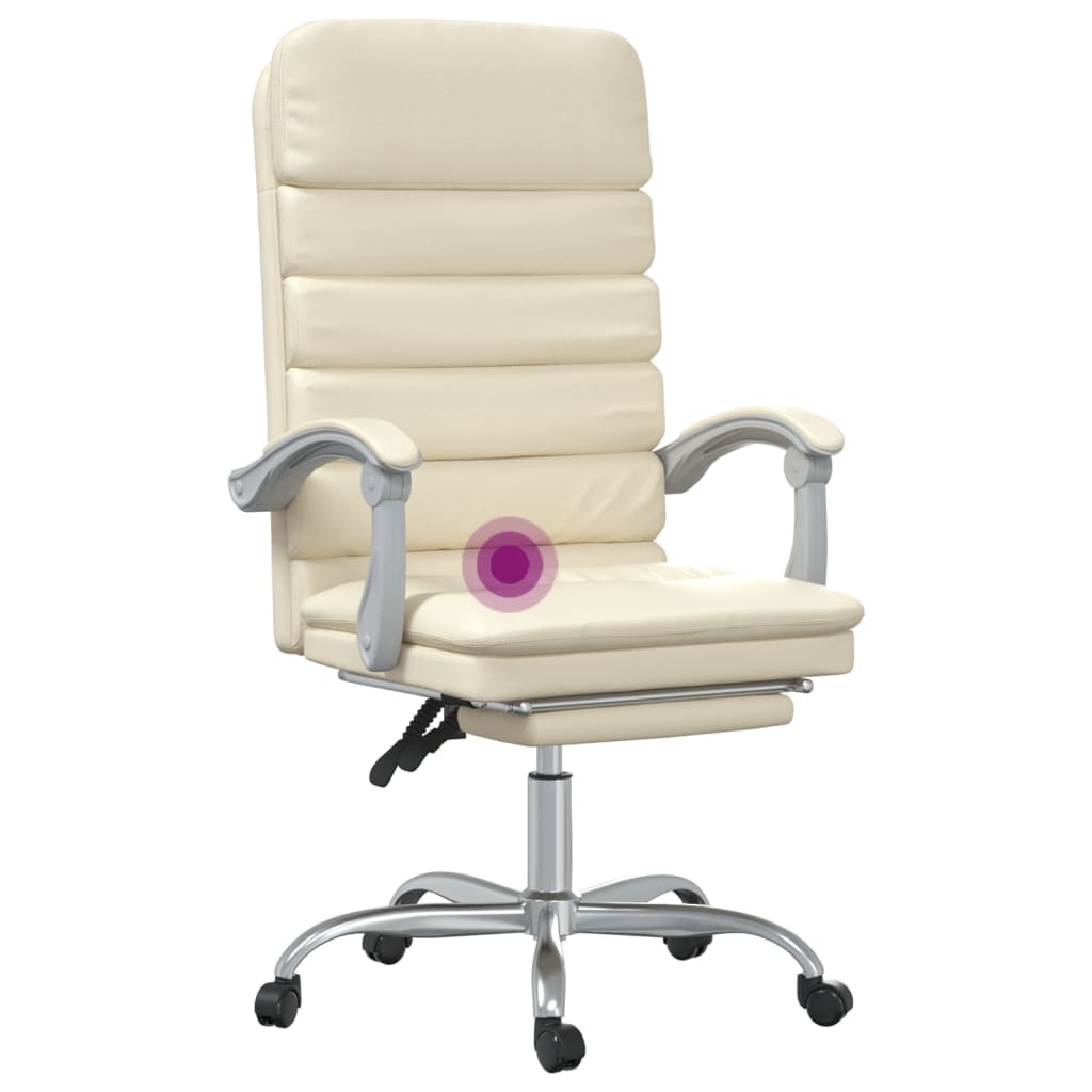 Kantoorstoel massage verstelbaar kunstleer crèmekleurig is nu te koop bij PeponiXL, paradijselijk wonen!